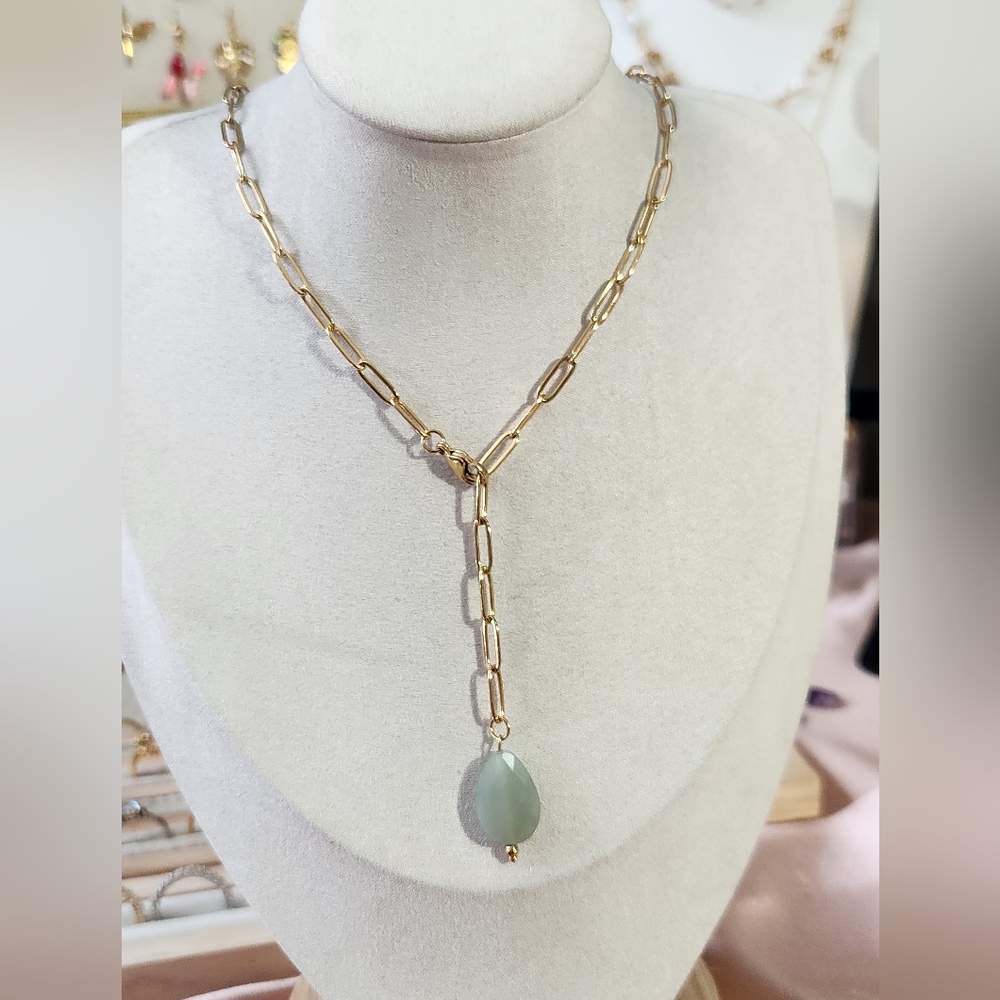 Gold Natural Stone Necklace